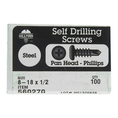 HILLMAN FASTENER Hillman Fastener 560270 8-18-Inch x 1/2-Inch Pan Head Phillips Self Drilling Screw, 100-Pack