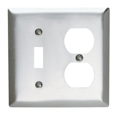 LEGRAND Legrand SS18 2-Gang 302/304 Stainless Steel Wall Plate, 1 Toggle Switch and 1 Duplex Receptacle
