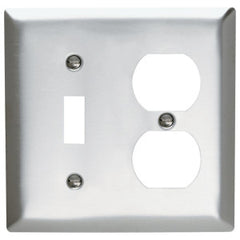 LEGRAND Legrand SS18 2-Gang 302/304 Stainless Steel Wall Plate, 1 Toggle Switch and 1 Duplex Receptacle