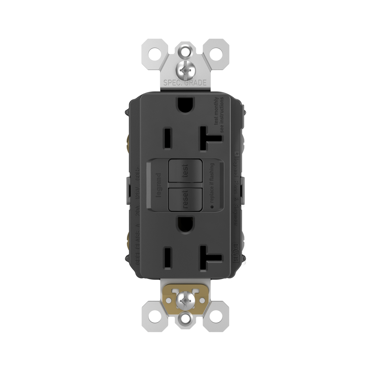 LEGRAND Legrand 2097-BK Radiant Duplex Self-Test GFCI Receptacle 20A