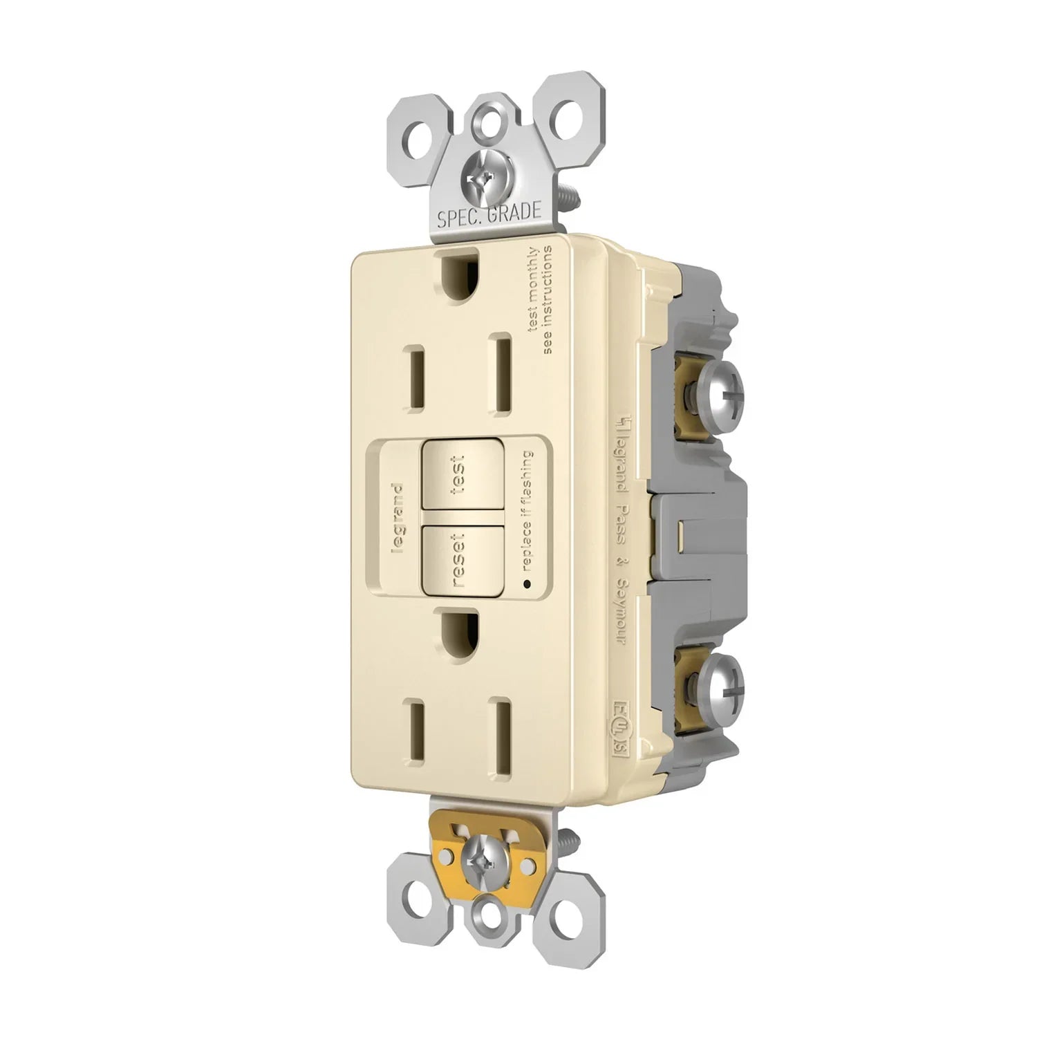 LEGRAND Legrand 1597-LA Radiant 15A Duplex Self-Test GFCI Receptacles with SafeLock Protection