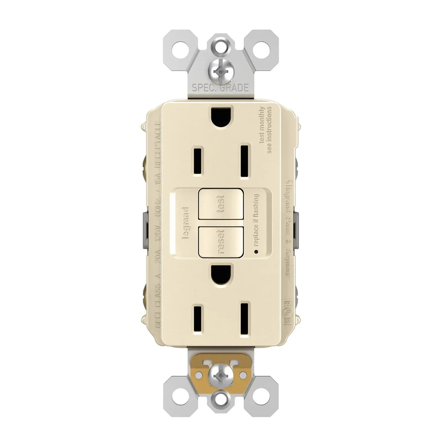 LEGRAND Legrand 1597-LA Radiant 15A Duplex Self-Test GFCI Receptacles with SafeLock Protection