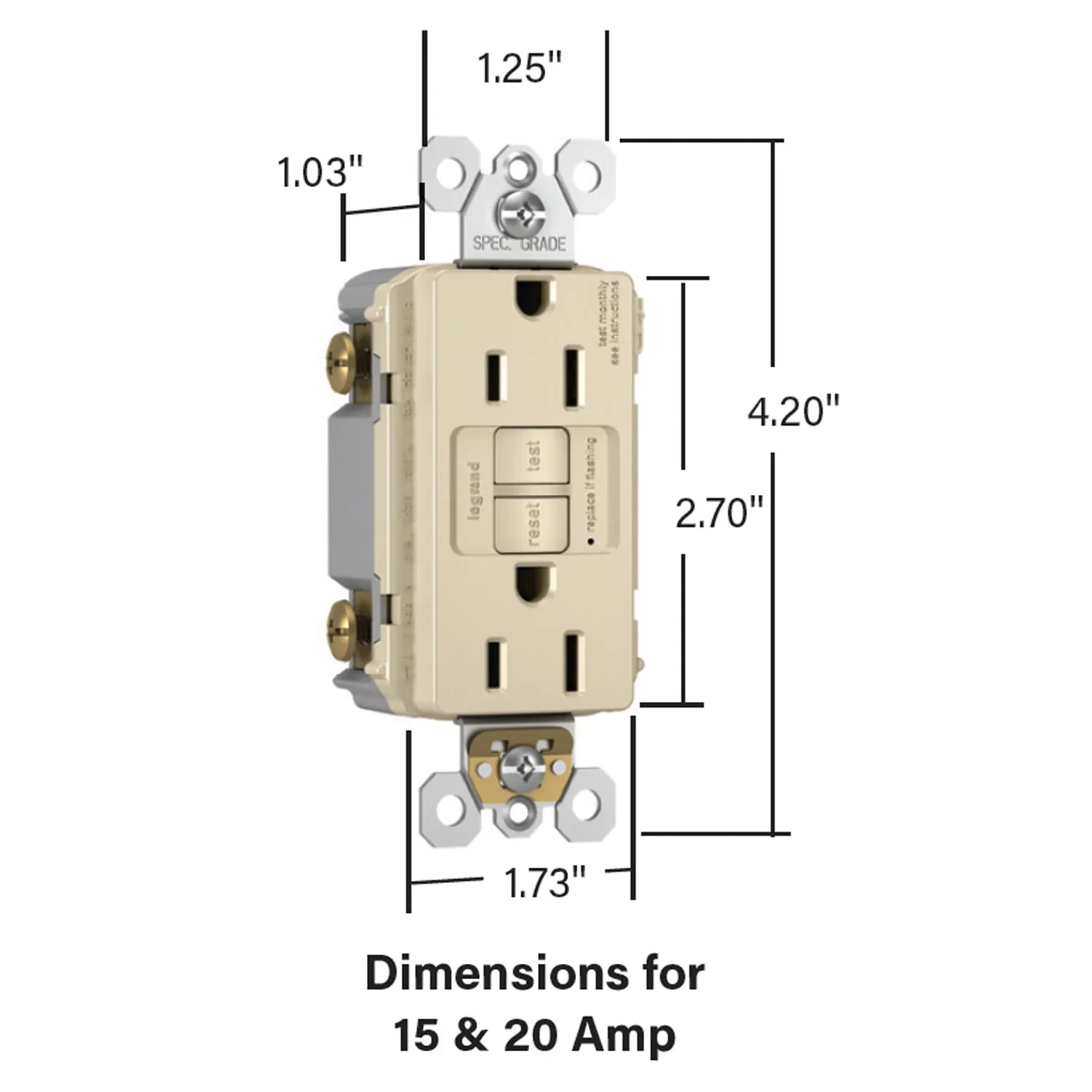 LEGRAND Legrand 1597-LA Radiant 15A Duplex Self-Test GFCI Receptacles with SafeLock Protection