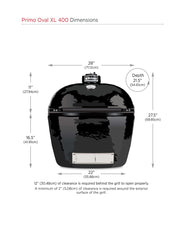 PRIMO Primo PGCXLH Oval XL 400 Ceramic Kamado Grill With Stainless Steel Grates
