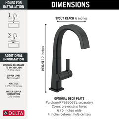 DELTA FAUCET Delta Faucet 1993LF-BL Pivotal Single Handle Bar Faucet 1.50 gpm