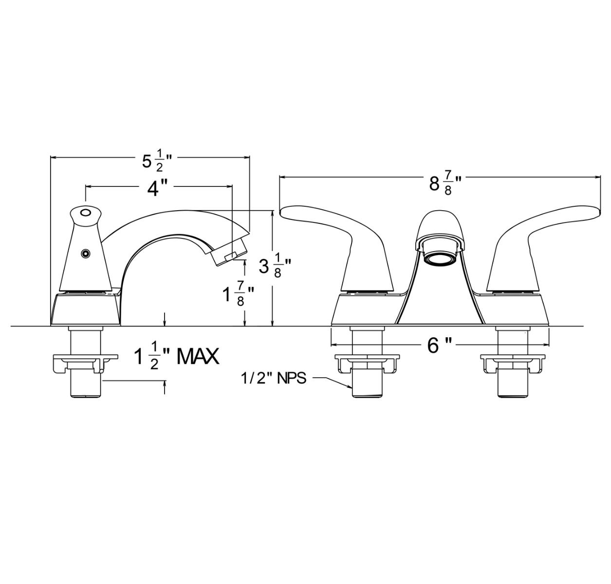HUNTINGTON BRASS Huntington Brass W4320049-2 Trend Series Centerset Lavatory Faucet 1.2 gpm 3-Faucet Hole