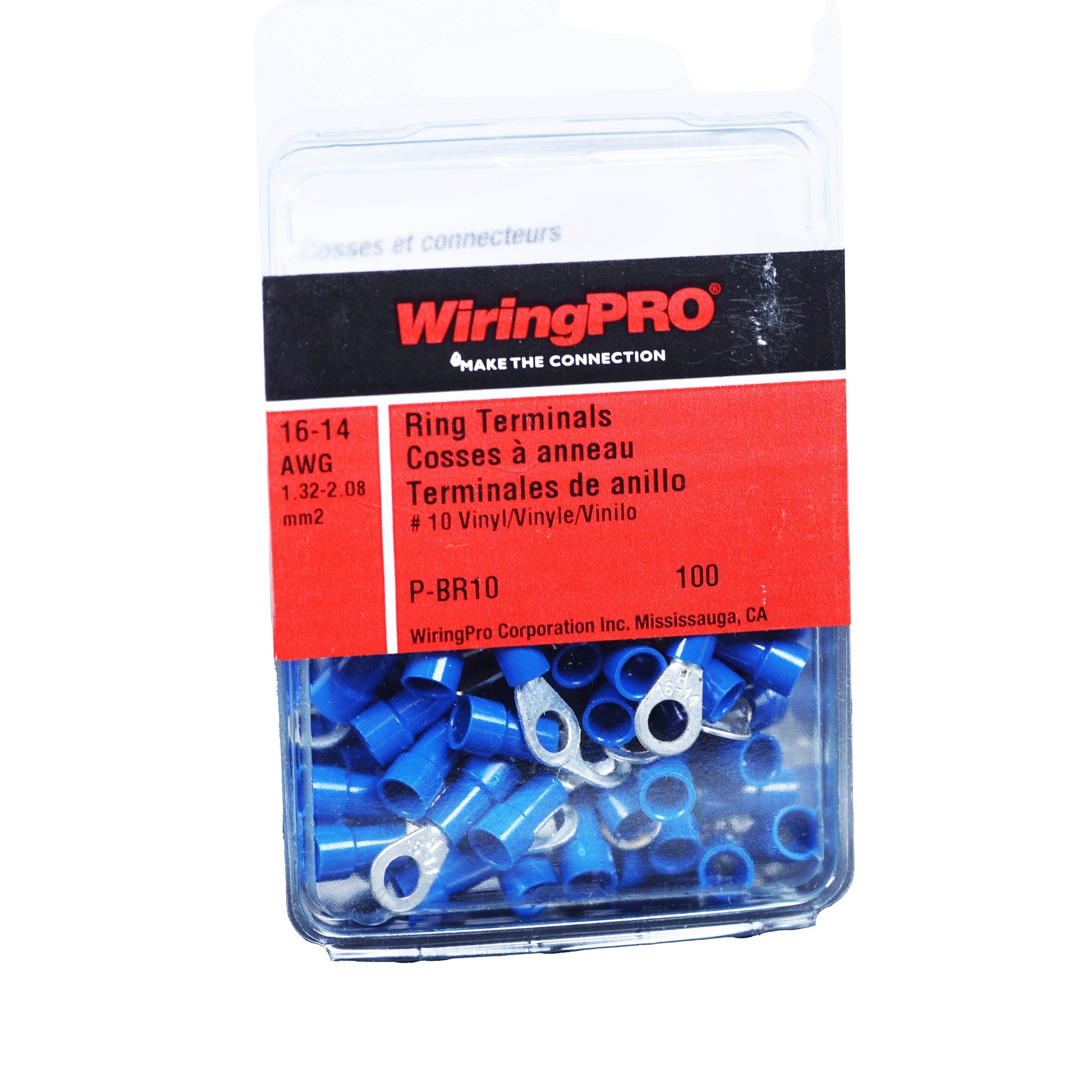 WIRINGPRO Wiringpro P-BR10 #10 16-14 Ring Tongue Terminals 100/Package