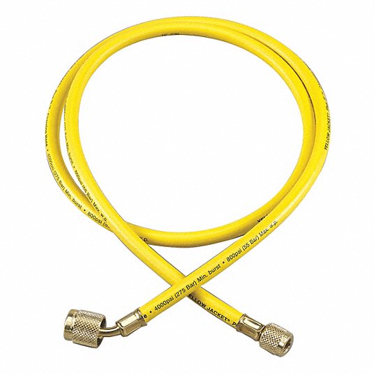 YELLOW JACKET Yellow Jacket 22012 Charging/Vacuum Hose 12 inches L Brass Fitting