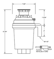 XO APPLIANCE Xo Appliance XOD34HP Waste Disposal 3/4 HP