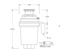 XO APPLIANCE Xo Appliance XOD34HP Waste Disposal 3/4 HP