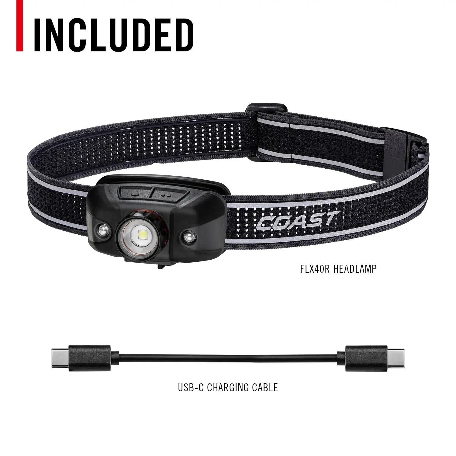 COAST PRODUCTS Coast Products 31131 FLX40R USB-C Rechargeable Tri-Color Beam Headlamp 800 Lumen