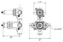 HUNTINGTON BRASS Huntington Brass P2023199 1/2 inches x 1/2 inches, FPT x FPT, 10 GPM, Forged Brass, 2-Port Diverter, Thermostatic, Rough-In, Center Off Control, Mixing, Shower Valve