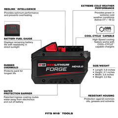MILWAUKEE Milwaukee 48-59-1813GB M18 redlithium forge hd12.0 battery pack with rapid charger