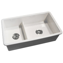 NANTUCKET SINKS Nantucket Sinks Wellfleet-31OSW Wellfleet 31 inch Dualmount Double Bowl Fireclay Kitchen Sink