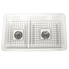 NANTUCKET SINKS Nantucket Sinks Wellfleet-31OSW Wellfleet 31 inch Dualmount Double Bowl Fireclay Kitchen Sink