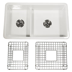NANTUCKET SINKS Nantucket Sinks Wellfleet-31OSW Wellfleet 31 inch Dualmount Double Bowl Fireclay Kitchen Sink