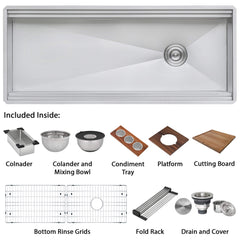 RUVATI Ruvati RVH8333 Dual Tier 45 x 19 in. No Hole Stainless Steel 1 Bowl Undermount Kitchen Sink