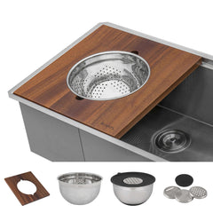 RUVATI Ruvati RVH8333 Dual Tier 45 x 19 in. No Hole Stainless Steel 1 Bowl Undermount Kitchen Sink