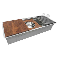 RUVATI Ruvati RVH8333 Dual Tier 45 x 19 in. No Hole Stainless Steel 1 Bowl Undermount Kitchen Sink