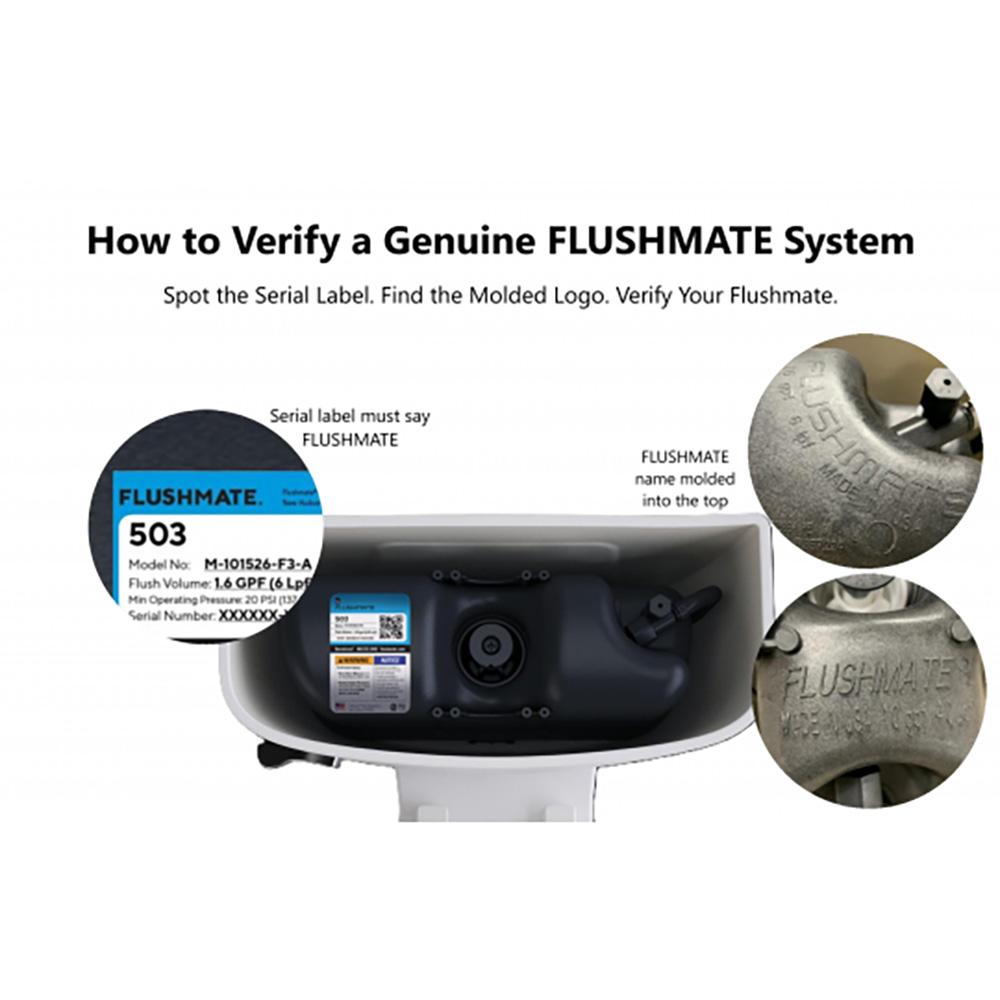 FLUSHMATE Flushmate 93001072 Tank Trim, Toilet, Plastic Pressure Assist System