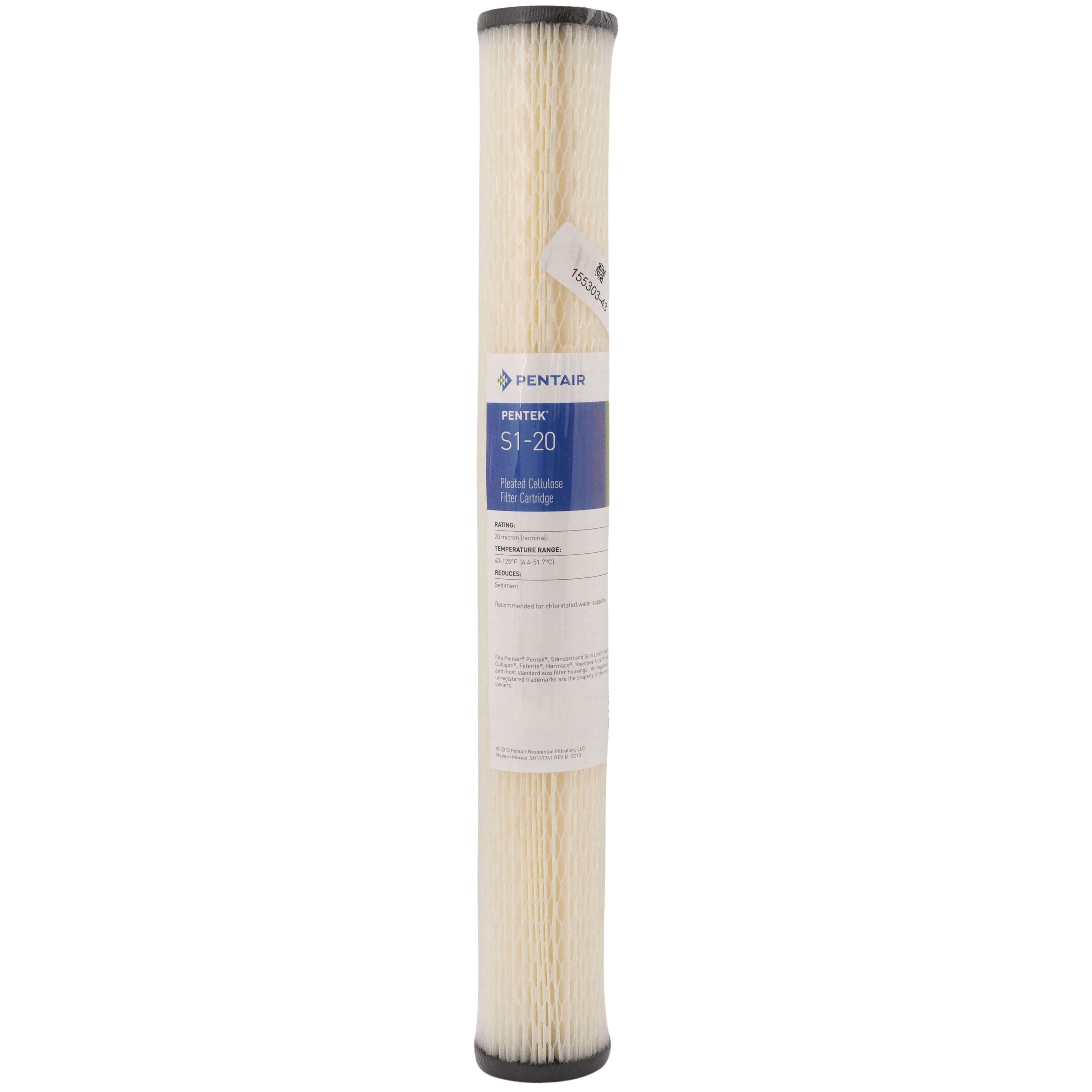 PENTAIR Pentair 155303-43 S1-20 Pleated Cellulose Sediment Filter Cartridge 20 Micron