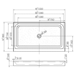 DAKOTA Dakota USB-ASB603445CTF-W Norrin ASB6034 60 in x 34 in