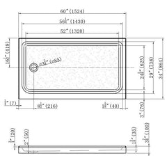 DAKOTA Dakota USB-ASB603445CTF-W Norrin ASB6034 60 in x 34 in