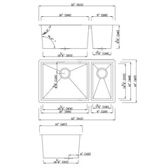 DAKOTA Dakota GSZ-7030 Zylo 70/30 Double Bowl Undermount Kitchen Sink