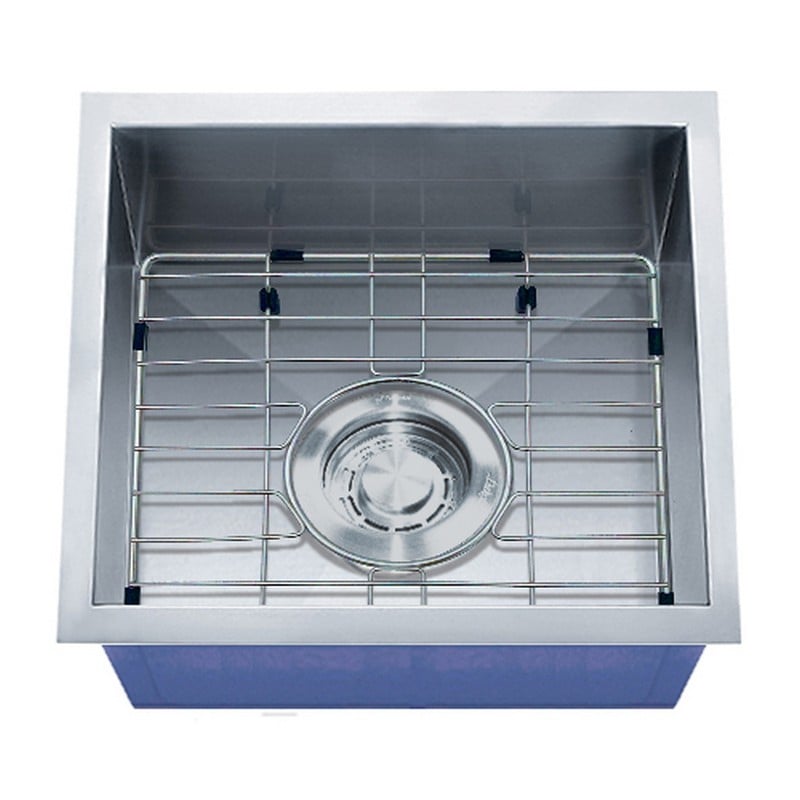 DAKOTA Dakota DSZ-1616GD Signature Z-Series 16 Inch Zero Radius Single Bowl Undermount Stainless Steel Bar Sink with Bottom Grid