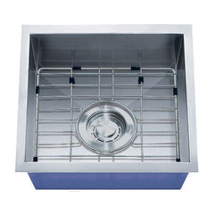 DAKOTA Dakota DSZ-1616GD Signature Z-Series 16 Inch Zero Radius Single Bowl Undermount Stainless Steel Bar Sink with Bottom Grid