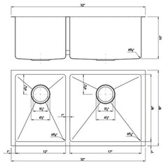DAKOTA Dakota DSM-4060GBK Marela 40/60 Double Bowl Kitchen Sink