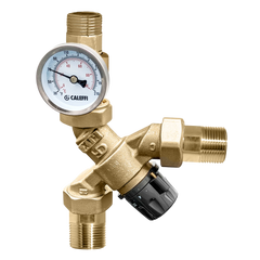 CALEFFI Caleffi 520410AC AngleMix 3-Way Thermostatic Mixing Valve 1/2 inches NPT Gauge