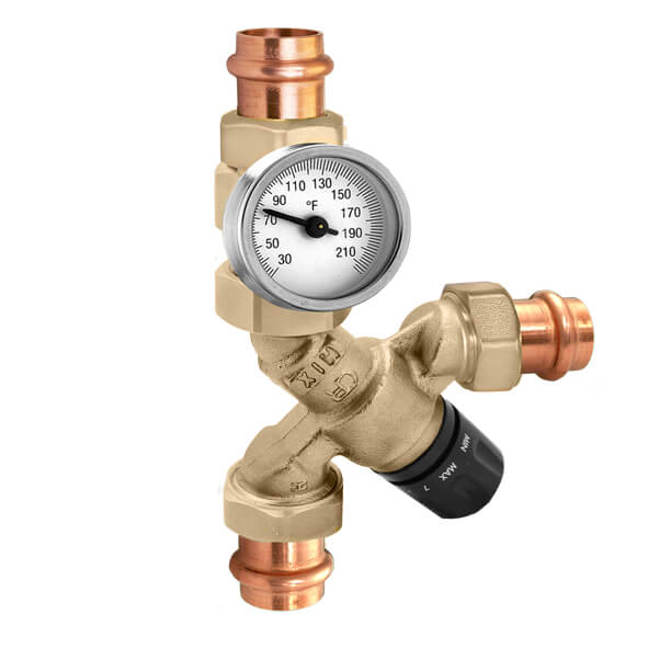 CALEFFI Caleffi 520410AC AngleMix 3-Way Thermostatic Mixing Valve 1/2 inches NPT Gauge