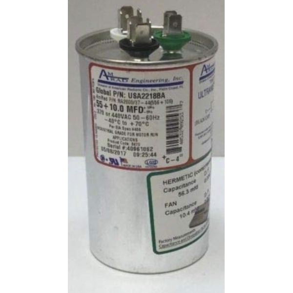 AMERICAN RADIONIC American Radionic USA2218A Oval Run Capacitor 55/7.5 MFD
