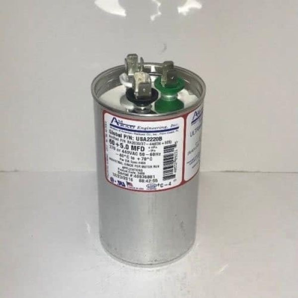 AMERICAN RADIONIC American Radionic USA2220B Round Run Capacitor 60/5 MFD 370/440 VAC USA2220B