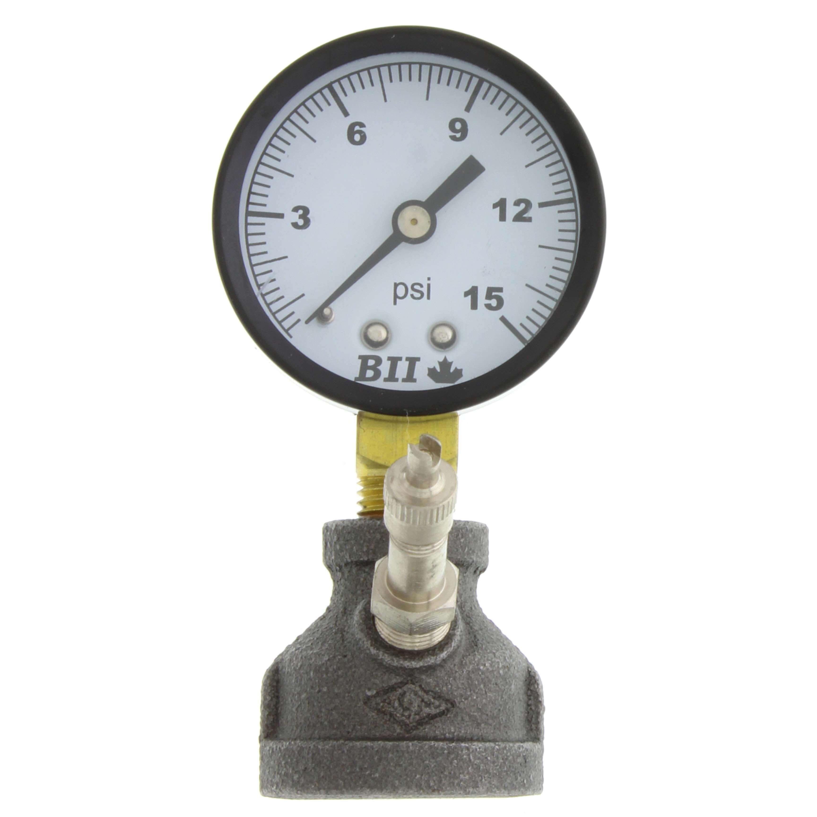 BOSHART Boshart PG-GTMC-15 Gas Test Manifold Coupling w/ Pressure Gauge & Snifter Valve 0-15 PSI