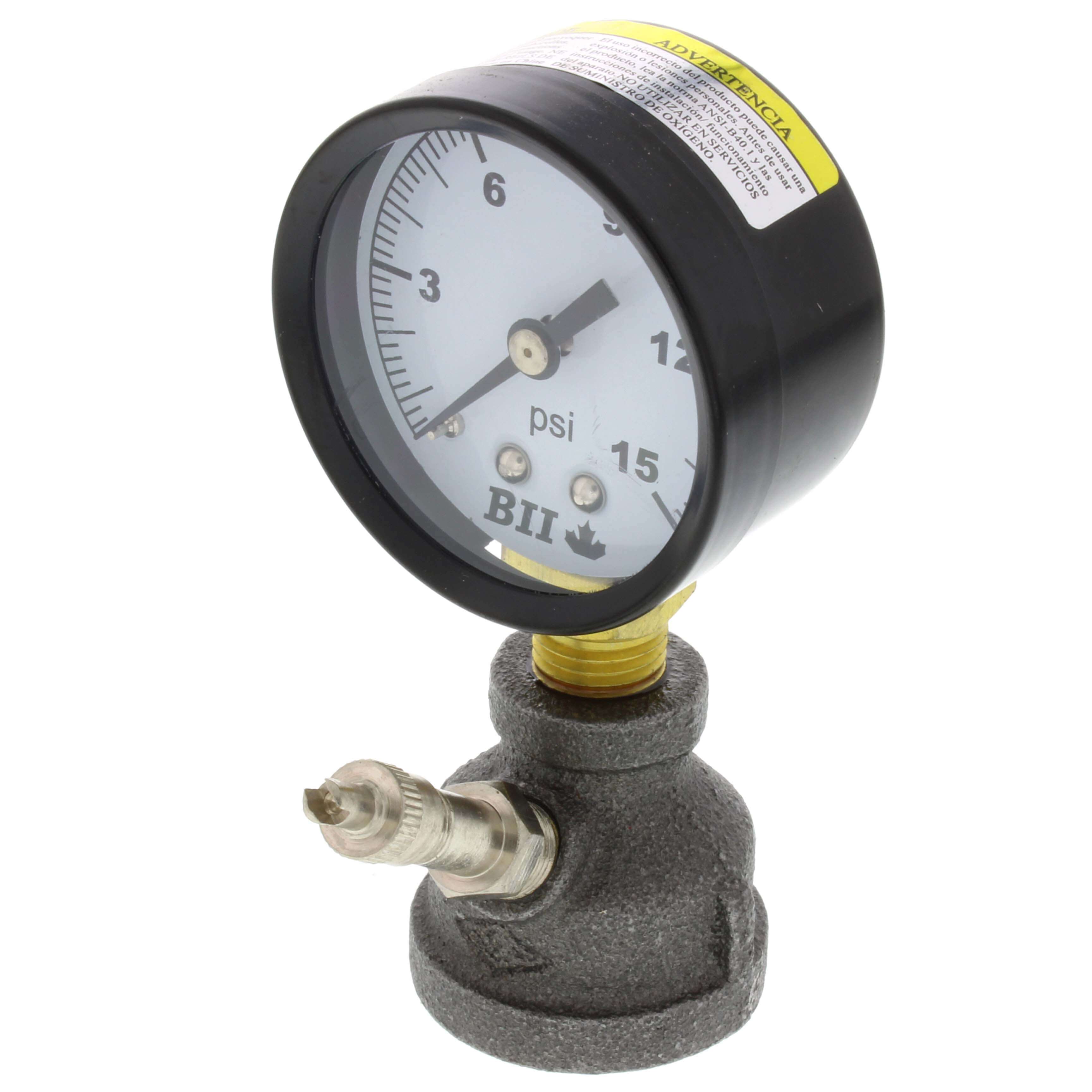 BOSHART Boshart PG-GTMC-15 Gas Test Manifold Coupling w/ Pressure Gauge & Snifter Valve 0-15 PSI