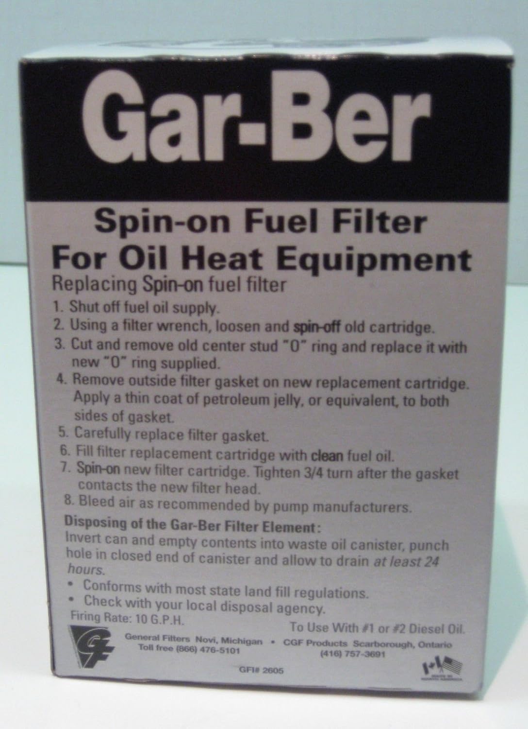GENERAL FILTERS General Filters 2605 "R" Name Epoxy-Coated Can Replacement Cartridge