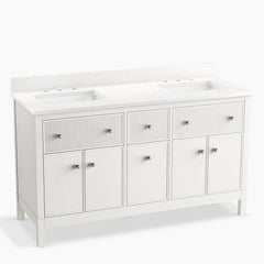 KOHLER Kohler 35022-SWK Malin by Studio McGee 60 inches bathroom vanity cabinet with sinks and quartz top