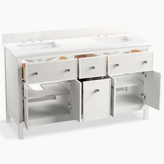 KOHLER Kohler 35022-SWK Malin by Studio McGee 60 inches bathroom vanity cabinet with sinks and quartz top