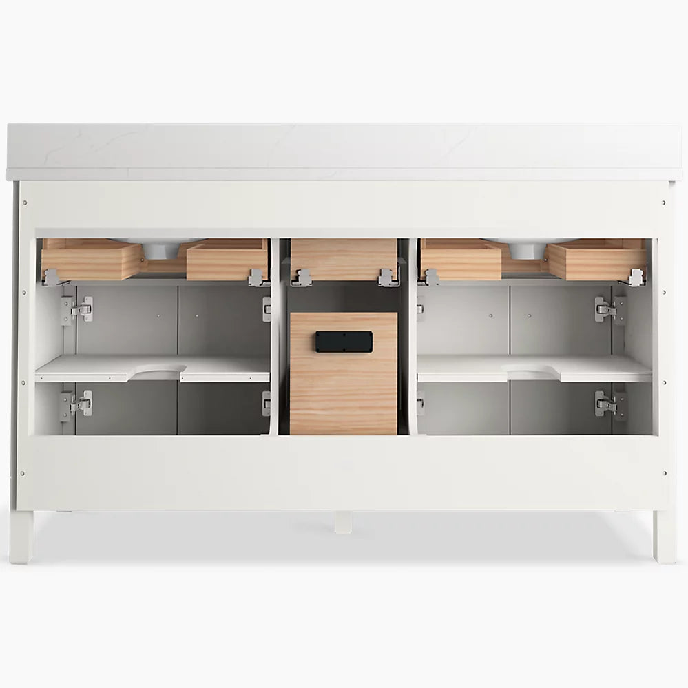 KOHLER Kohler 35022-SWK Malin by Studio McGee 60 inches bathroom vanity cabinet with sinks and quartz top