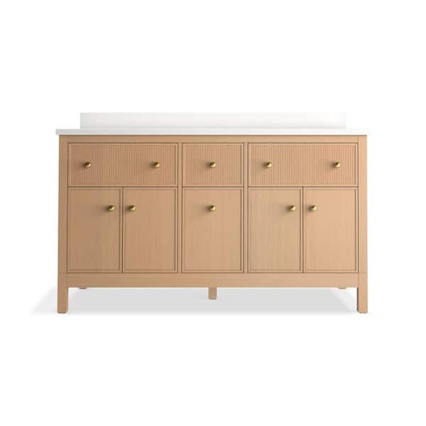 KOHLER Kohler 35022-SWK Malin by Studio McGee 60 inches bathroom vanity cabinet with sinks and quartz top