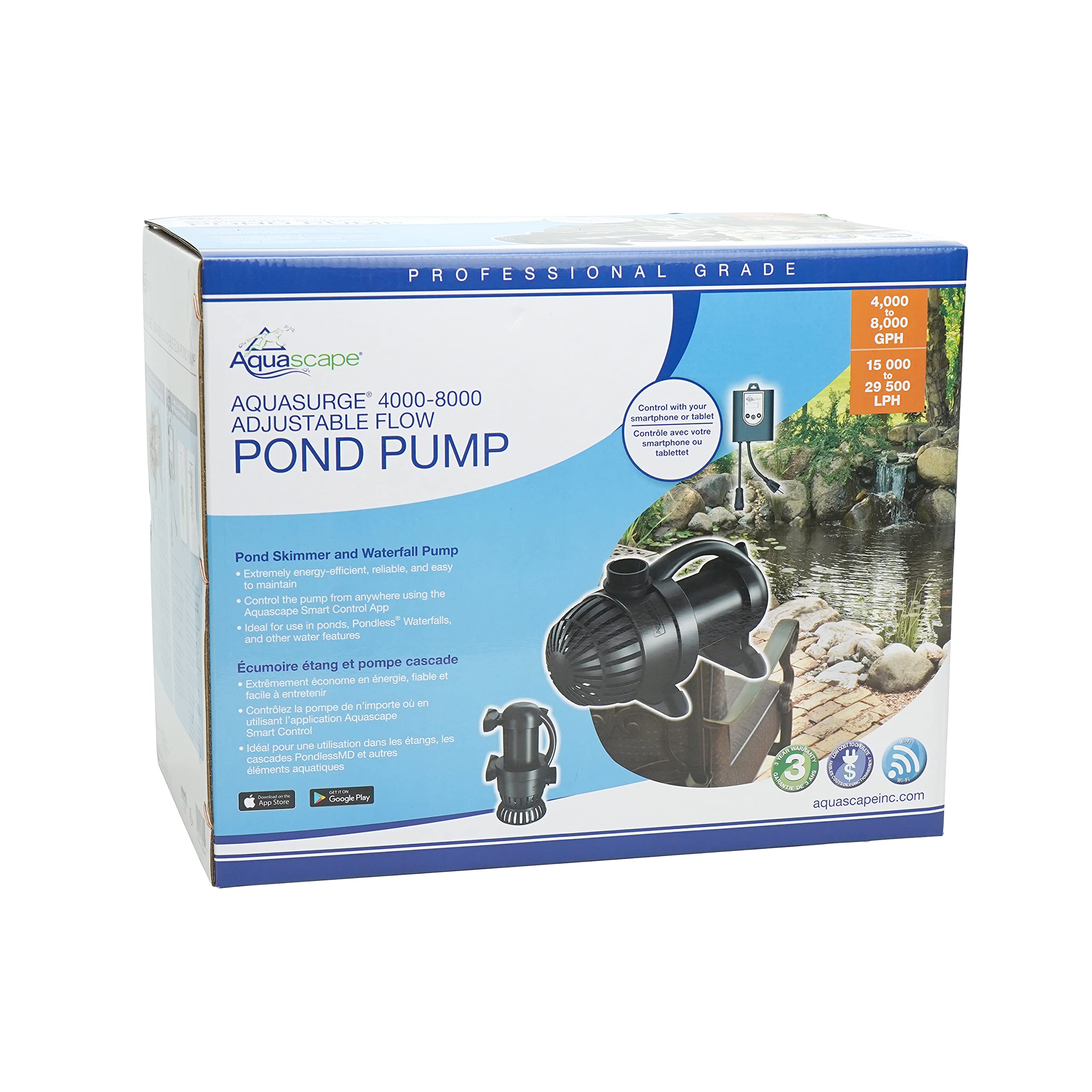AQUASCAPE Aquascape 45010 AquaSurge PRO 4000-8000 GPH Water Pump Asynchronous