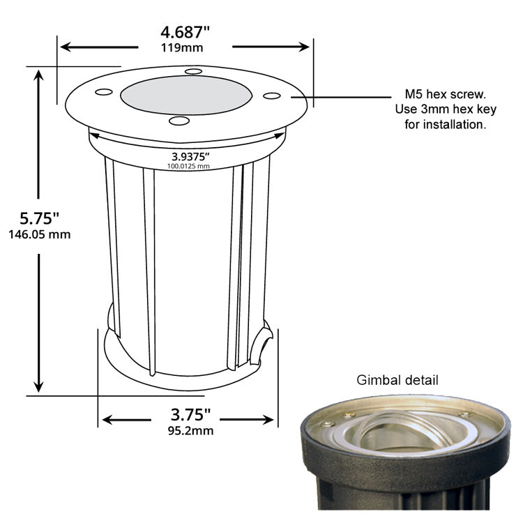 DAUER MANUFACTURING Dauer Manufacturing 490063 Bentley Adjustable Gimbal MR16 Well Light