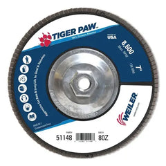 WEILER Weiler 51148 7 inches Tiger Paw Abrasive Flap Disc 80Z (Pack of 10)