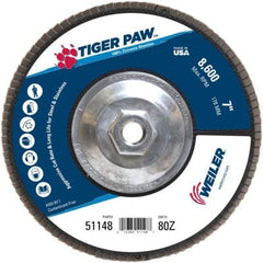 WEILER Weiler 51148 7 inches Tiger Paw Abrasive Flap Disc 80Z (Pack of 10)