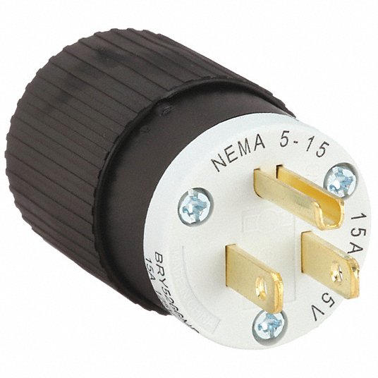 BRYANT Bryant 5266NP Straight Blade Devices Male Plug 15A 125V 5-15P