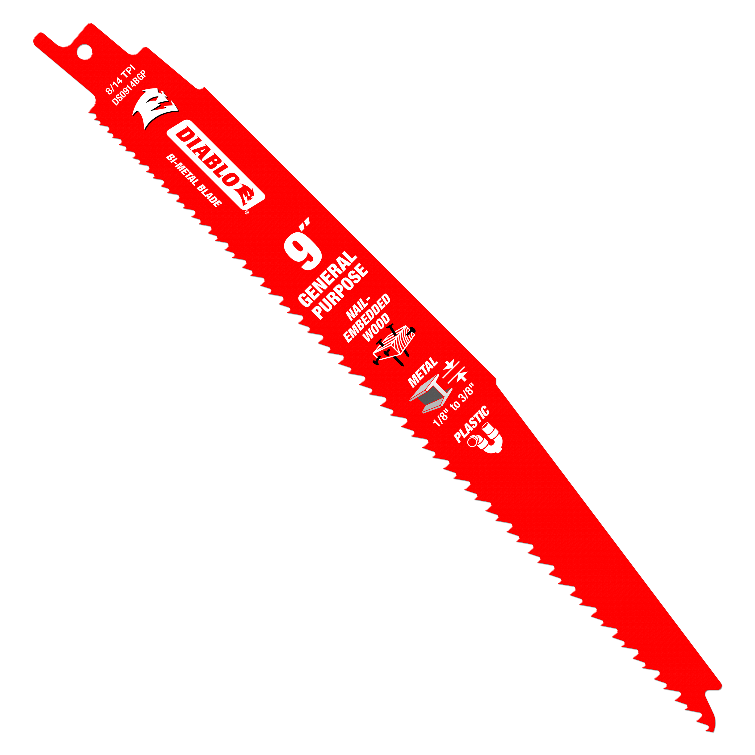 DIABLO Diablo DS0914BGP5 Demo Demon 9 In. 8/14 TPI Wood and Metal Cutting Reciprocating Saw Blade (5-Pack)