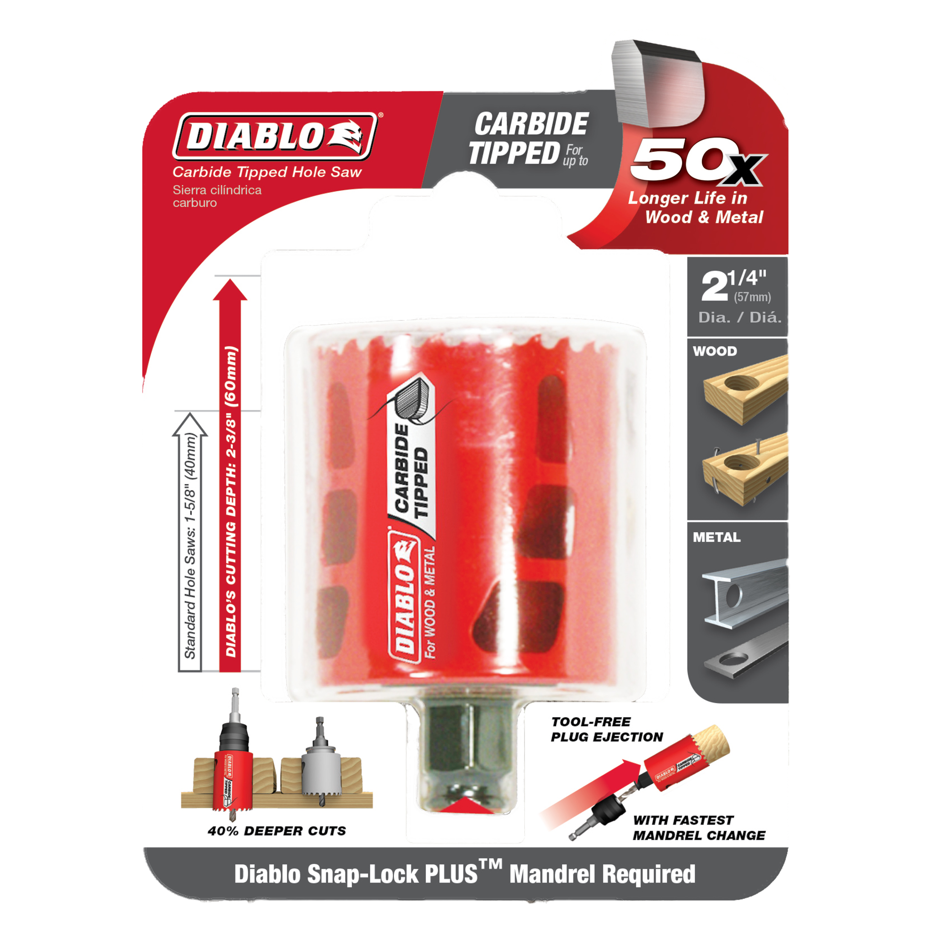 DIABLO Diablo DHS2250CT 2-1/4 In. Carbide-Tipped Hole Saw