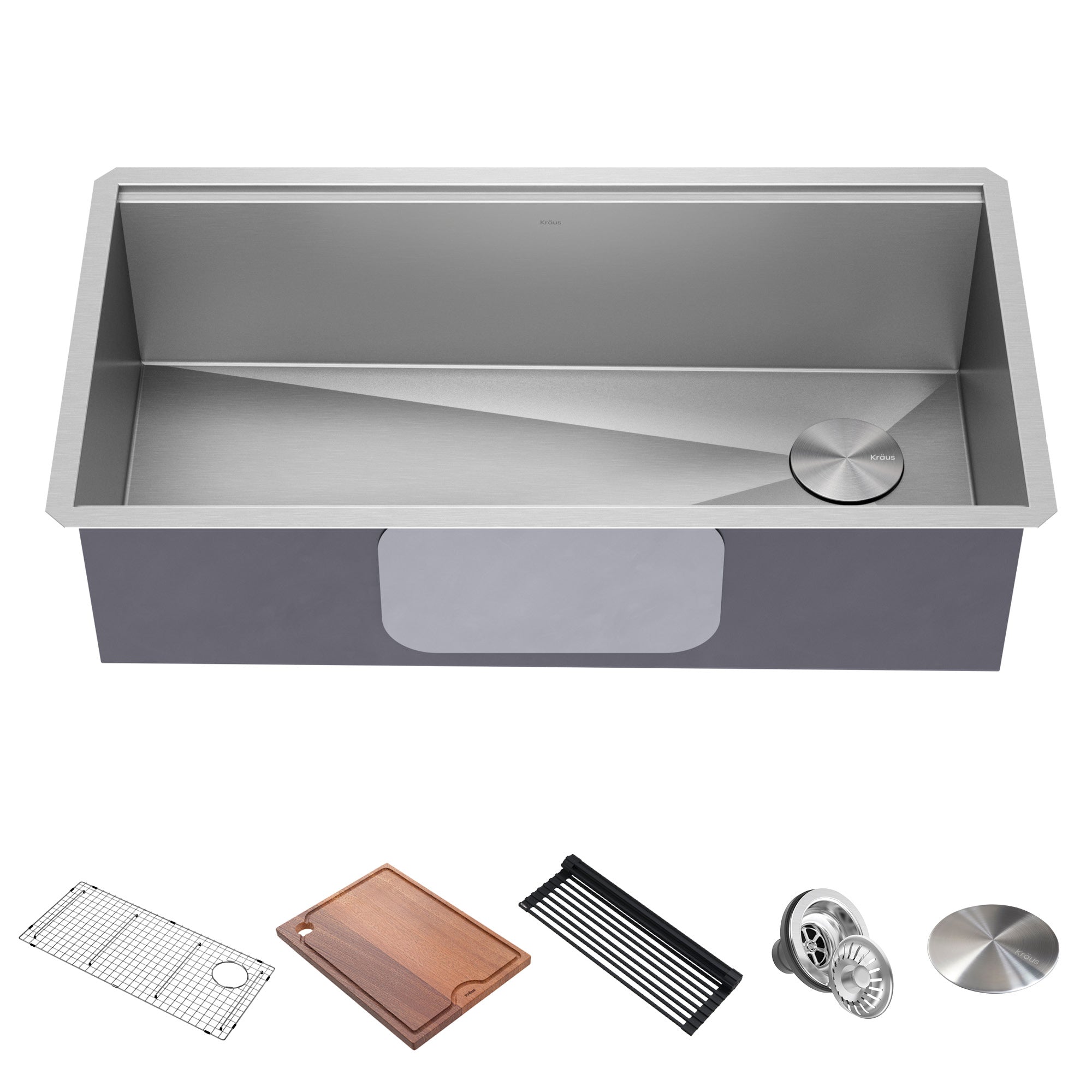 KRAUS Kraus KWU110-36 Kore 36 Inch Undermount Workstation 16 Gauge Stainless Steel Single Bowl Kitchen Sink with Accessories